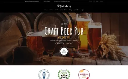 GutenBerg Beer Pub and Brewery WordPress Theme 1.0.0 GPL Theme