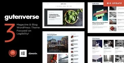 GutenVerse Magazine and Blog Theme 3.1 GPL Theme