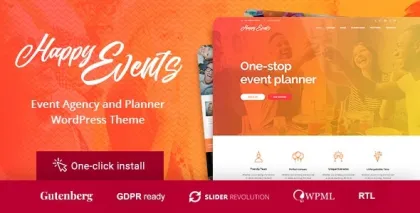 Happy Events Holiday Planner Event Agency WordPress Theme 1.2.2 GPL Theme