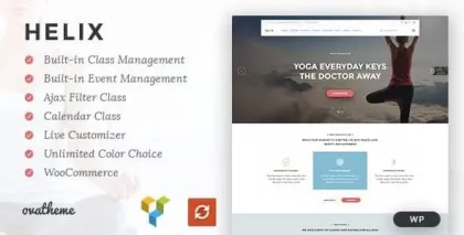 Helix Yoga Club Calendar WordPress Theme 1.3.8 GPL Theme
