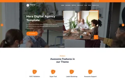 Hera Digital Agency One page WordPress Theme 1.1 GPL Theme
