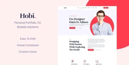 Hobi Personal Portfolio WordPress Theme 1.0.7 GPL Theme