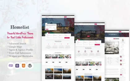 Homelist Real Estate WordPress Theme 1.0.0 GPL Theme