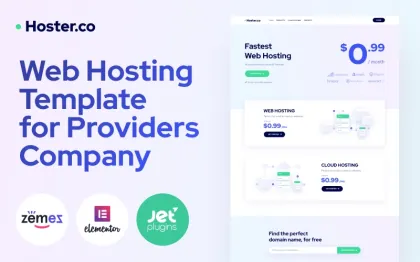 Hoster.co Web Hosting Template for Providers Company with WordPress Elementor Theme WordPress Theme 1.0.1 GPL Theme