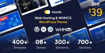 Hostie Web Hosting WHMCS WordPress Theme 1.1.1 GPL Theme