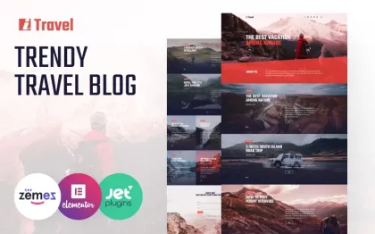 ITravel Trendy Travel Blog Website Template for Elementor builder WordPress Theme 1.2.6 GPL Theme
