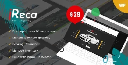 Ireca Car Rental Boat, Bike, Vehicle, Calendar WordPress Theme 1.6.4 GPL Theme