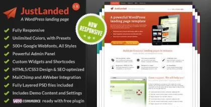 JustLanded WordPress Landing Page 1.7.0 GPL Theme