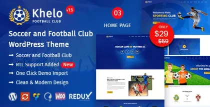 Khelo Soccer Sports WordPress Theme 2.7.8 GPL Theme