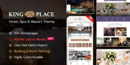 KingPlace Hotel Booking, Spa Resort WordPress Theme (Mobile Layout Ready) 1.2.9 GPL Theme