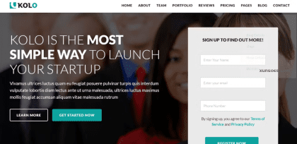 Kolo Startup Landing Page WordPress Theme 1.9 GPL Theme