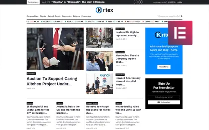 Kritex Corporate News Blog Modern WordPress Elementor Theme WordPress Theme 1.1.0 GPL Theme