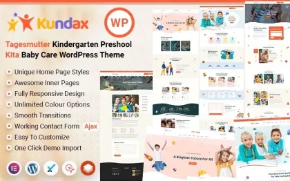 Kundax Kindergarten Baby Care Children WordPress Theme 1.2 GPL Theme