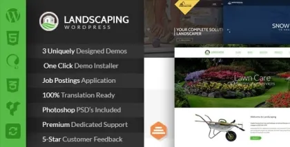 Landscaping Lawn Garden, Landscape Construction, Snow Removal WordPress Theme 4.2 GPL Theme