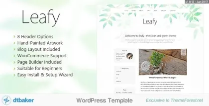 Leafy Minimal WordPress Blog Shop 1.0.12 GPL Theme
