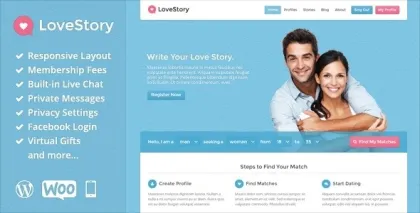 LoveStory Dating WordPress Theme 1.18 GPL Theme