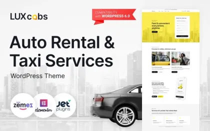 LuxCabs Auto Rental Taxi Services WordPress Theme 1.0.1 GPL Theme