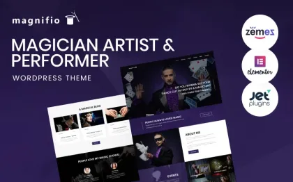 Magician Artist Performer WordPress Theme Magnifio WordPress Theme 1.0.1 GPL Theme