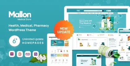 Mallon Medical Store Elementor WooCommerce WordPress Theme 1.5.2 GPL Theme