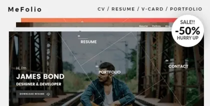 Mefolio Ajax Resume WordPress Theme 1.2 GPL Theme