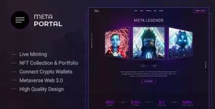 MetaPortal NFT Portfolio WordPress Theme 1.1.2 GPL Theme
