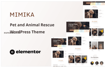 Mimika Pet and Animal Rescue One Page WordPress Theme 1.0.0 GPL Theme