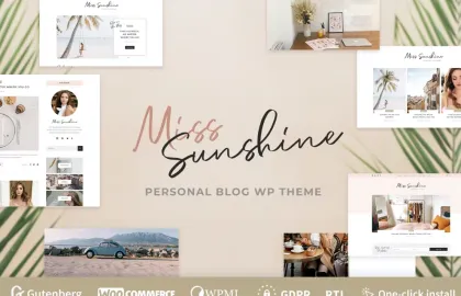Miss Sunshine Lifestyle Beauty Women Blog 1.1.2 GPL Theme