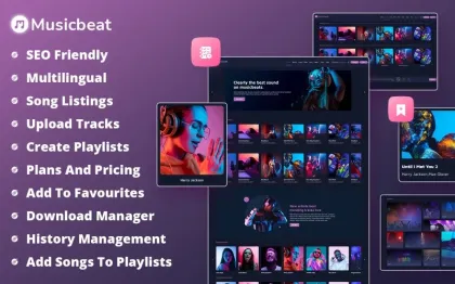 MusicBeat Web Music Streaming WordPress Theme 1.0.2 GPL Theme