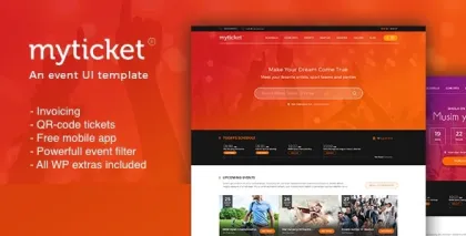 MyTicket Ticket/Event Management System WordPress Theme 1.0.9 GPL Theme