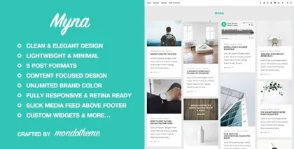 Myna A Masonry WordPress Blog Theme 1.2 GPL Theme