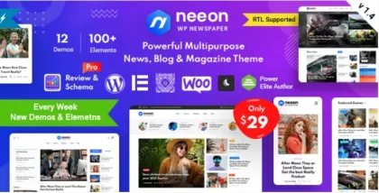 Neeon WordPress News Magazine Theme 2.9.2 GPL Theme
