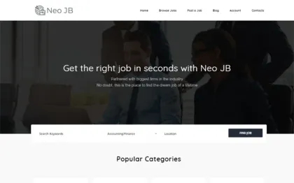 NeoJB Modern Job Board WordPress Elementor Theme WordPress Theme 1.1.4 GPL Theme