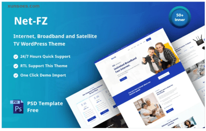 Netfz internet provider, broadband, and satellite TV responsive WordPress Theme 1.0.1 GPL Theme