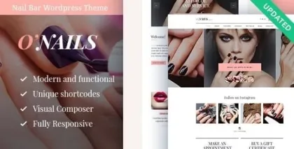 O’Nails Nail Bar Beauty Salon Wellness WordPress Theme 1.4.1 GPL Theme