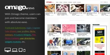 Omago News User Profile Membership Content Sharing Theme 1.9 GPL Theme