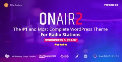 Onair2: Radio Station WordPress Theme With Non-Stop Music Player 5.4.3 GPL Theme