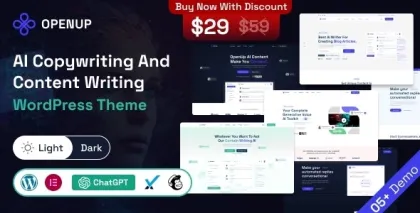 Openup AI Content Writer AI Application WordPress Theme 1.0.2 GPL Theme