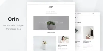 Orin Minimal Blog For WordPress 1.0.0 GPL Theme