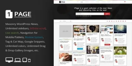 Page Masonry WordPress News / interesting links 3.8 GPL Theme