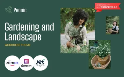 Peonic Gardening and Landscape WordPress Theme 1.0.1 GPL Theme