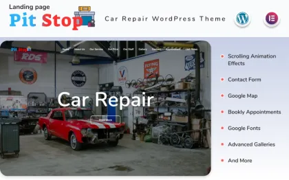 Pit Stop Car Repair Website with Blog Elementor WordPress Theme 1.2 GPL Theme