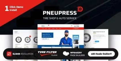 PneuPress Tire Shop and Car Repair WordPress Theme 2.6.0 GPL Theme