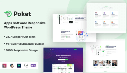 Poket – Apps Software Responsive WordPress Theme 1.0.7 GPL Theme