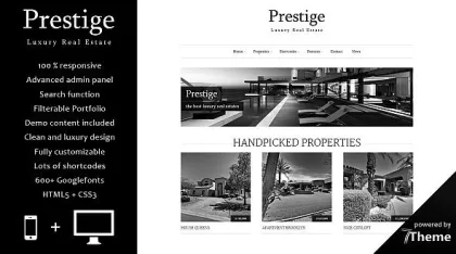 Prestige – a mega clean WordPress Theme for high-class Real Estate Agencies 1.25 GPL Theme