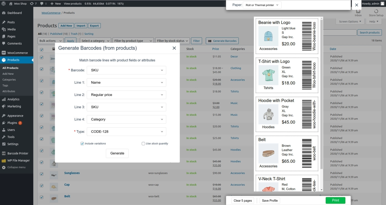 Print Barcode Labels for WooCommerce Products 3.4.6 GPL Plugins