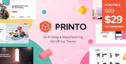 Printo 3D Printing Manufacturing WordPress Theme 1.1.0 GPL Theme