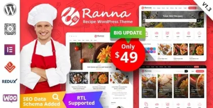 Ranna Food Recipe WordPress Theme + RTL 1.4.9 GPL Theme