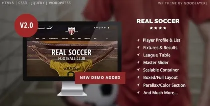 Real Soccer Sport Clubs WordPress 2.4.7 GPL Theme