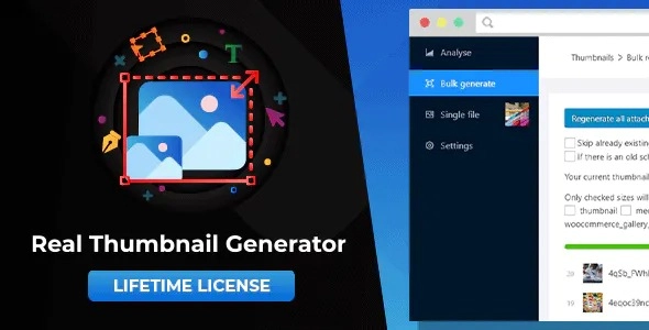 Real Thumbnail Generator: Efficiently force regenerate thumbnails in bulk (or single) in WordPress 2.6.84 GPL Plugins