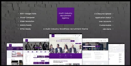 Recruitment Agency Multi Industry Responsive WordPress Theme 1.1.5 GPL Theme